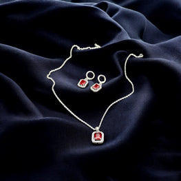Ruby Necklace and Earring Set